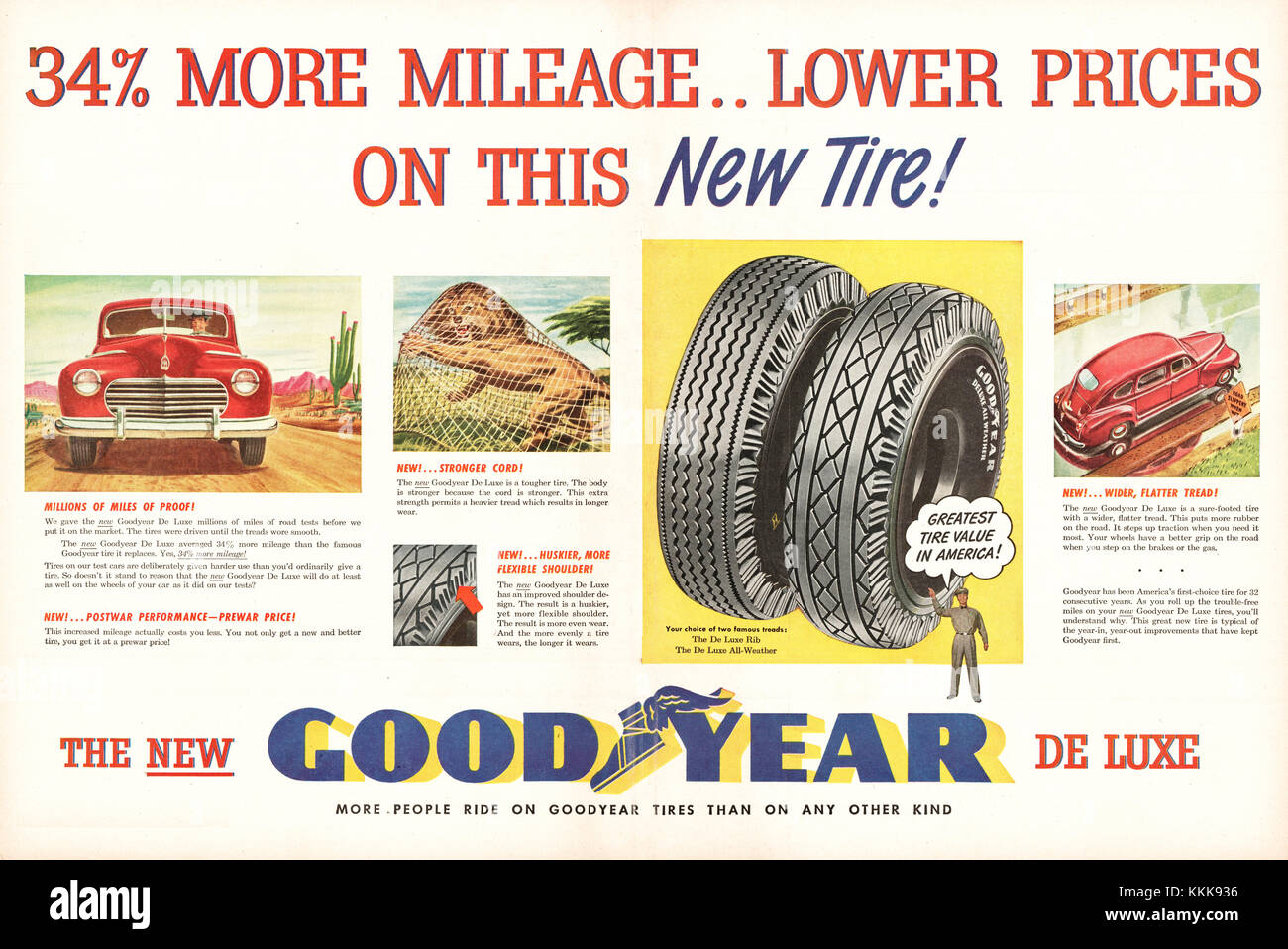1947 U.S. Magazine Goodyear Tyres Advert Stock Photo