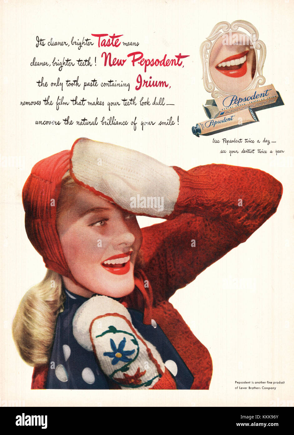1947 U.S. Magazine Pepsodent toothpaste Advert Stock Photo Alamy