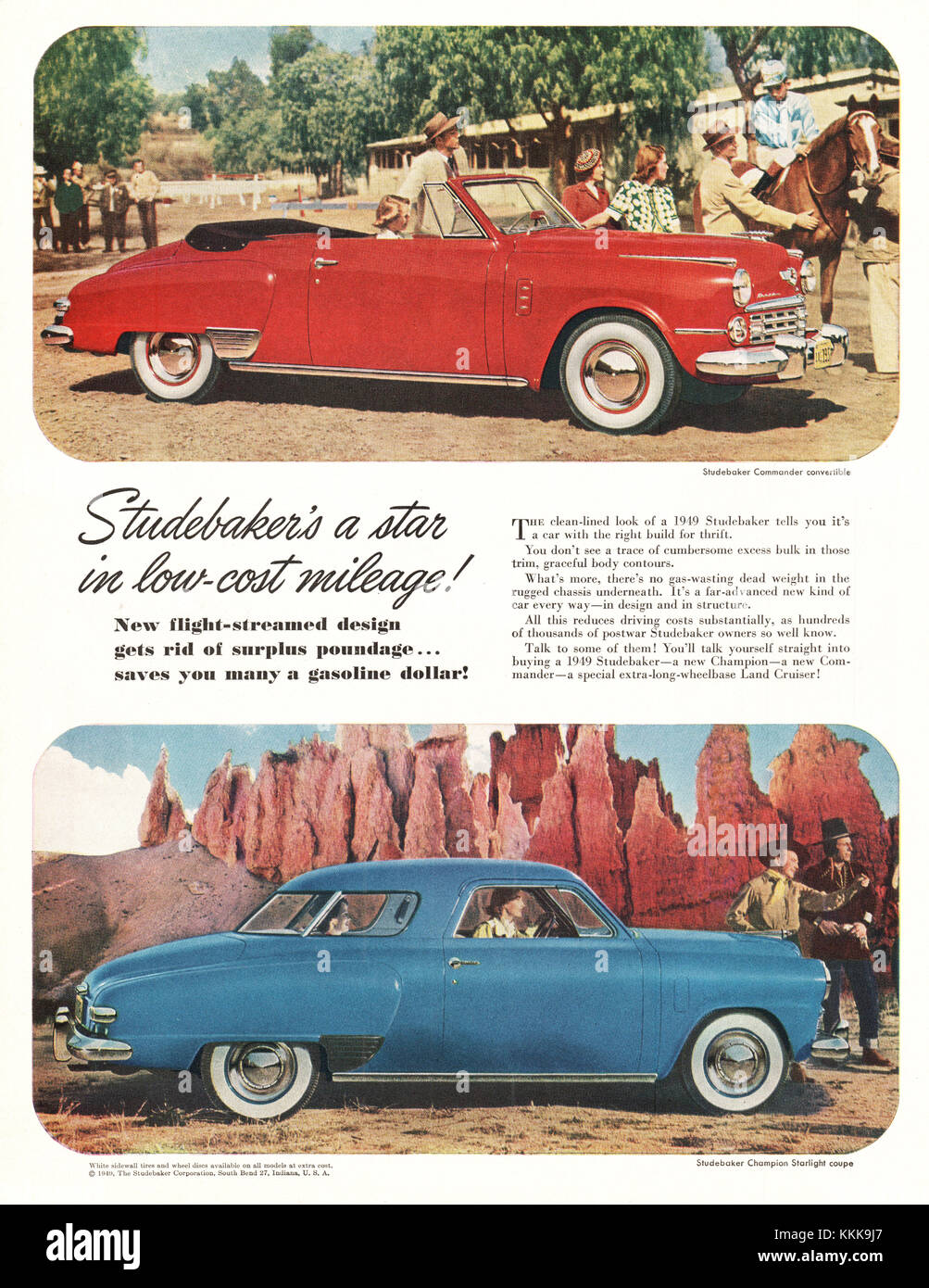 1949 U.S. Magazine Studebaker Advert Stock Photo