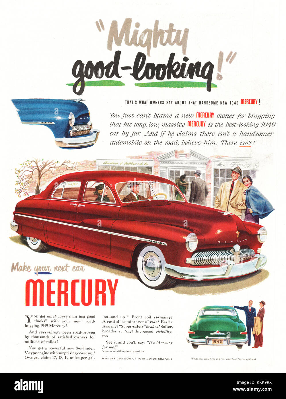 1949 U.S. Magazine Mercury Car Advert Stock Photo