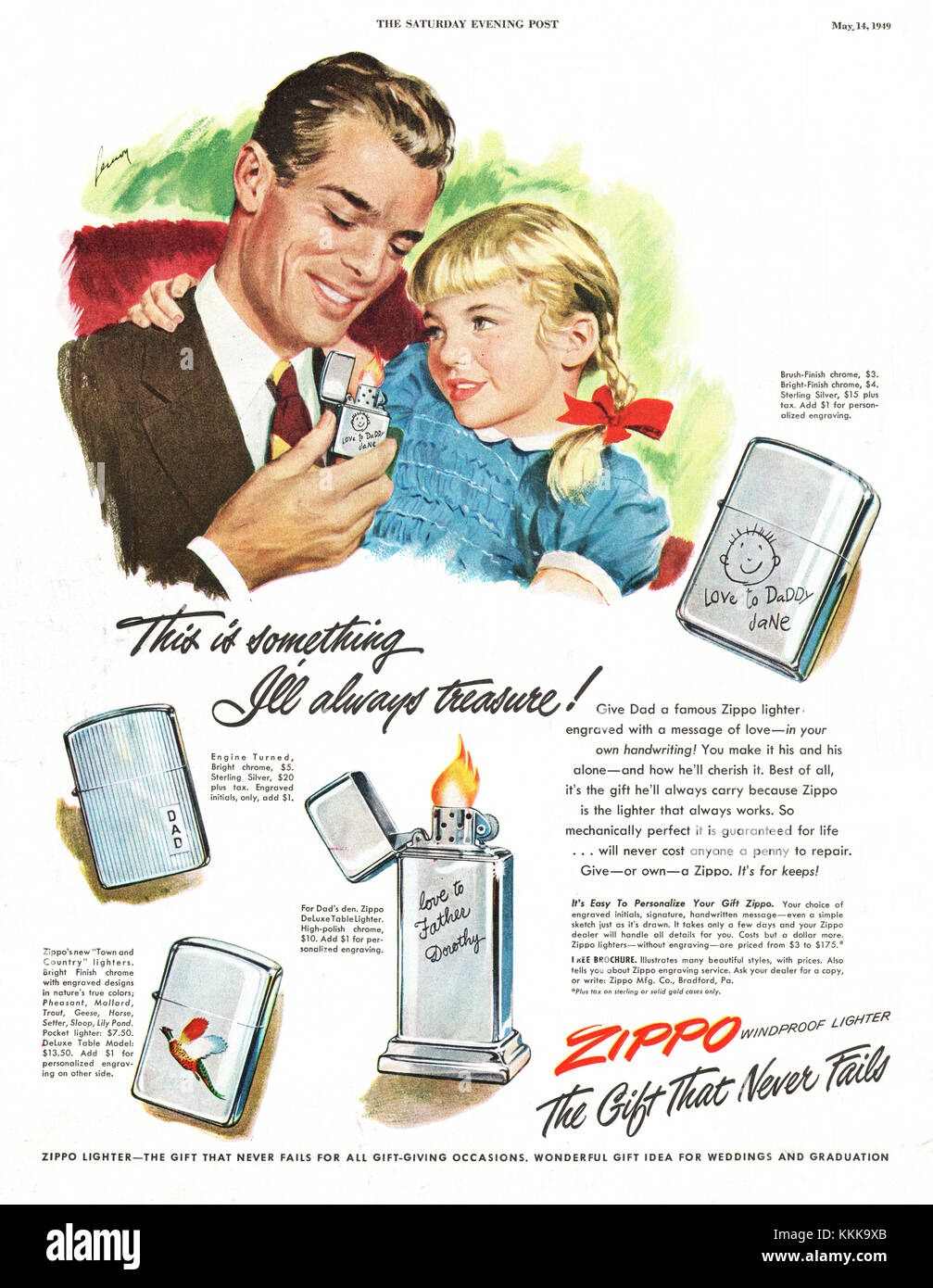 1949 U.S. Magazine Zippo Lighter Advert Stock Photo - Alamy