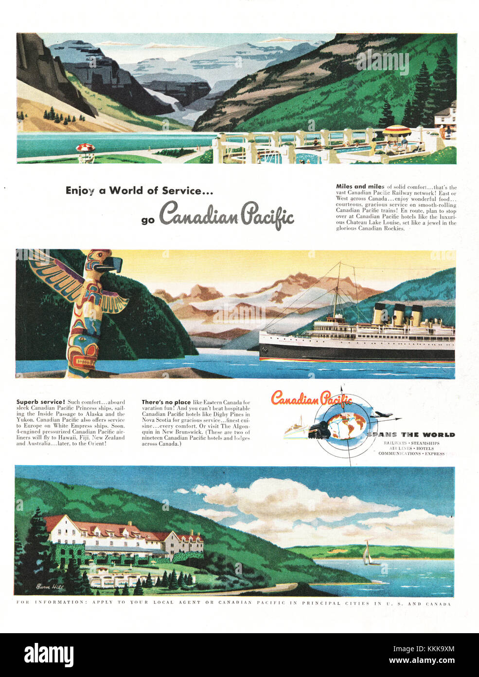 1949 U.S. Magazine Canadian Pacific Travel Advert Stock Photo