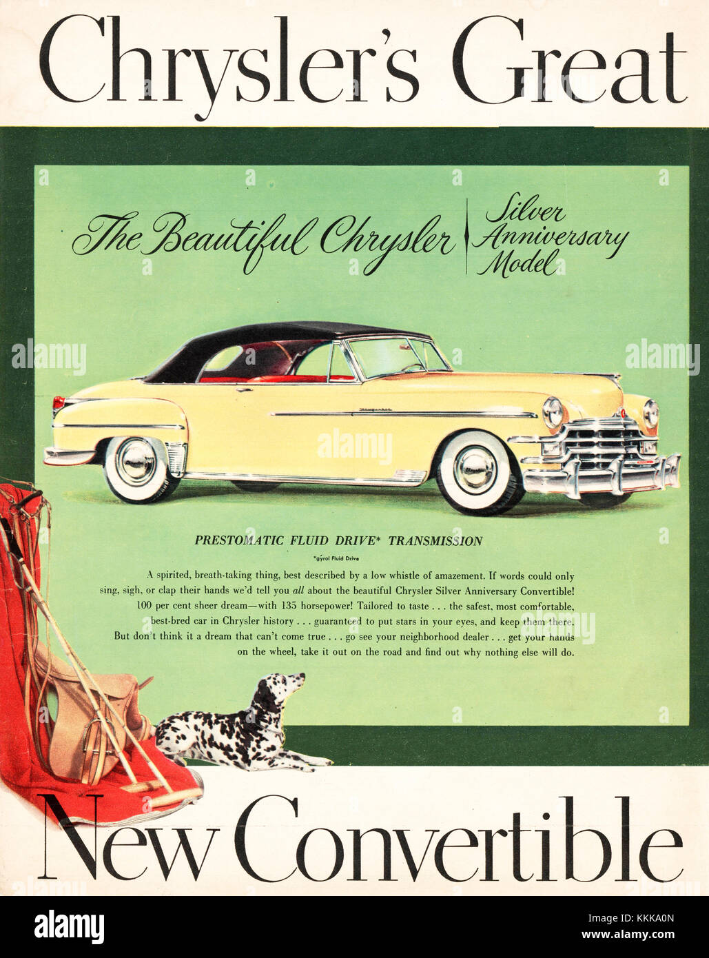 1949 U.S. Magazine Chrysler Convertible Advert Stock Photo