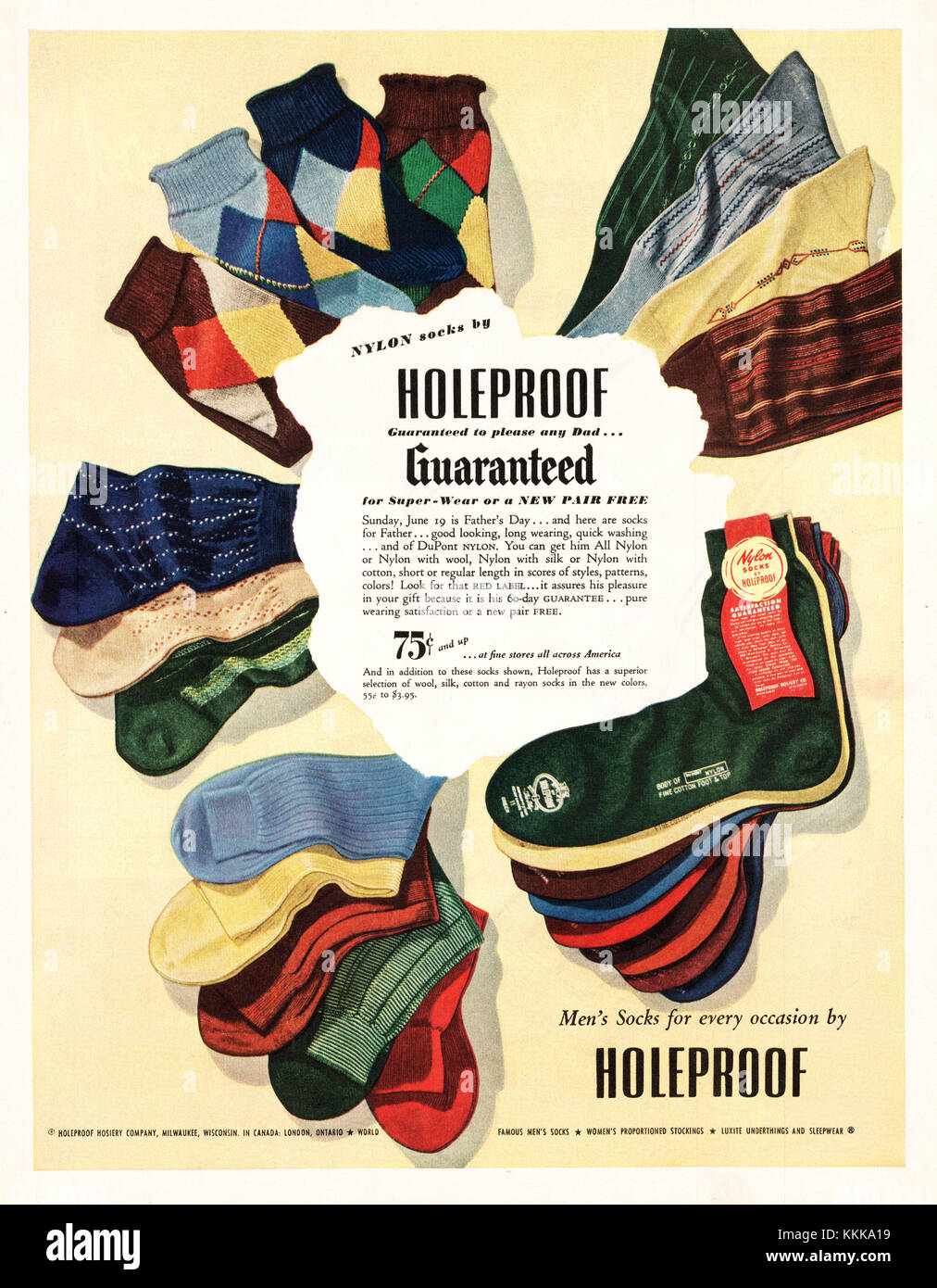 1949 U.S. Magazine Wholeproof Socks Advert Stock Photo Alamy
