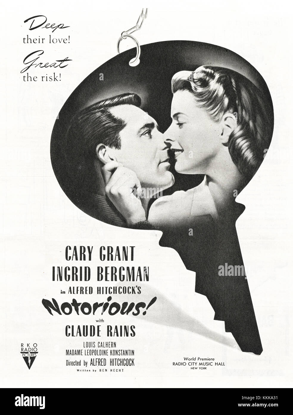 1946 U.S. Magazine Alfred Hitchcock's 'Notorious' Film Advert Stock Photo