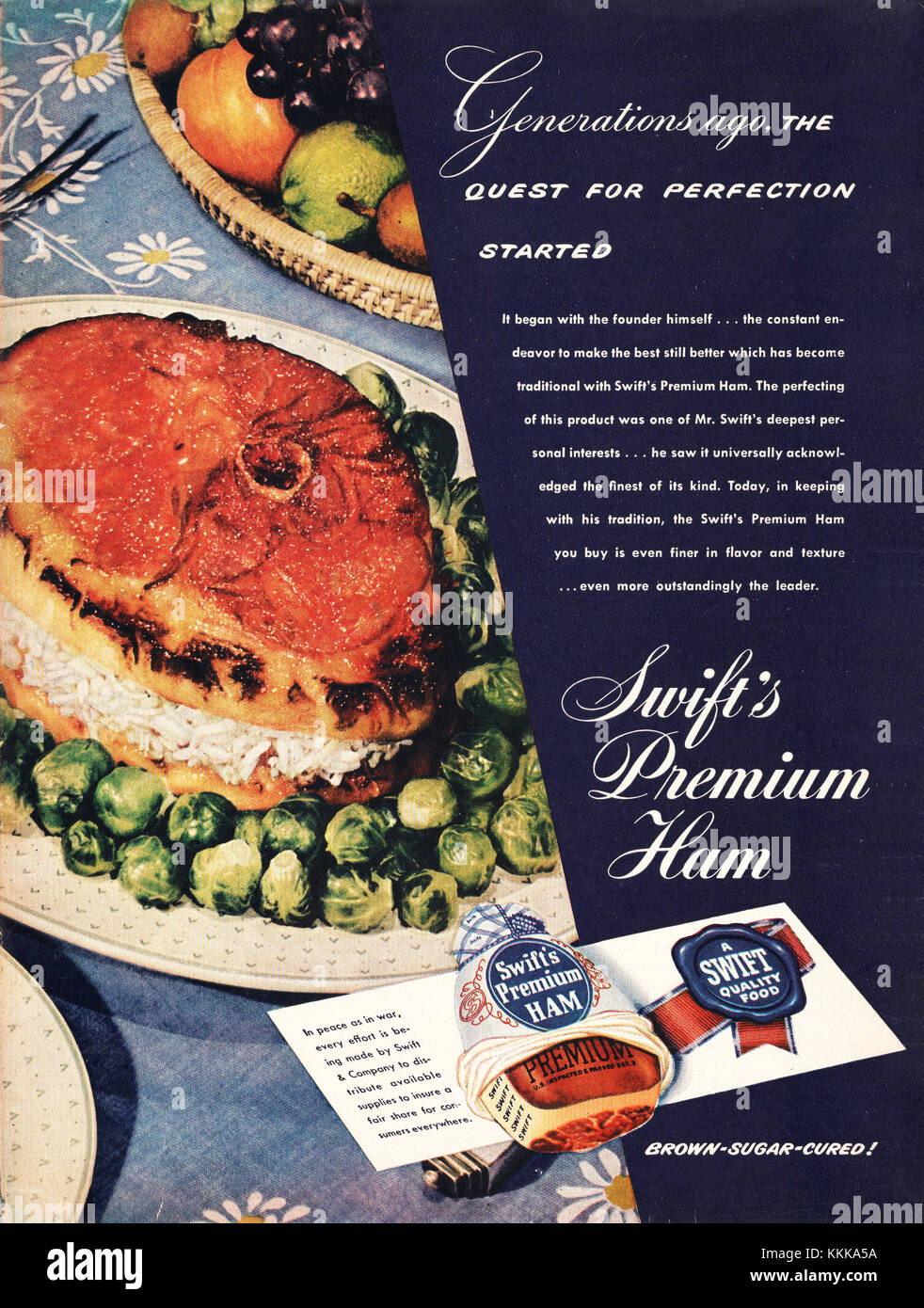 1946 U.S. Magazine Swift Premium Ham Advert Stock Photo