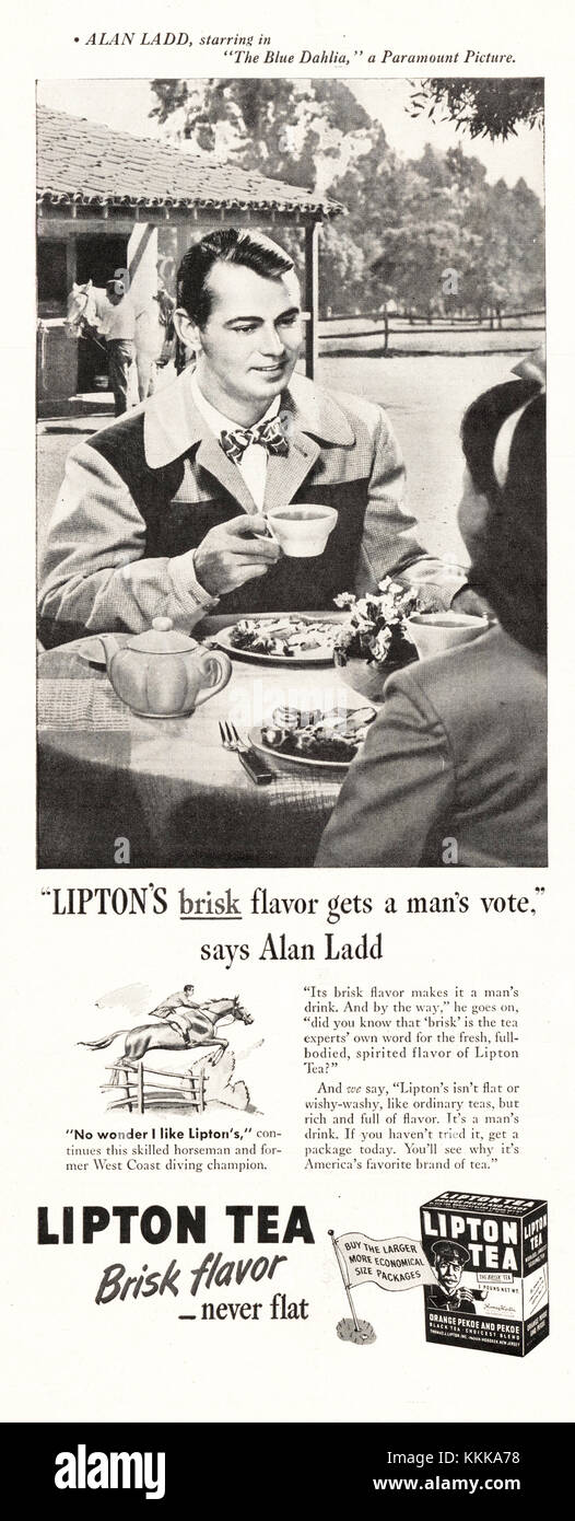 1946 U.S. Magazine Lipton Tea Advert Stock Photo