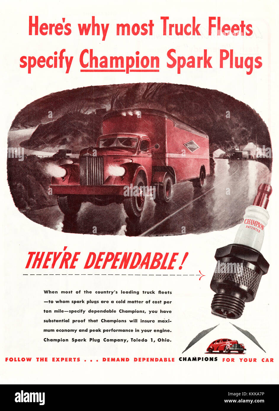 1946 U.S. Magazine Champion Spark Plugs Advert Stock Photo - Alamy
