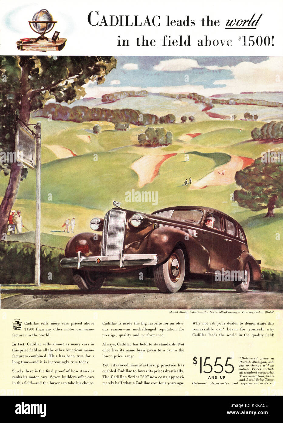 1937 U.S. Magazine Cadillac Advert Stock Photo