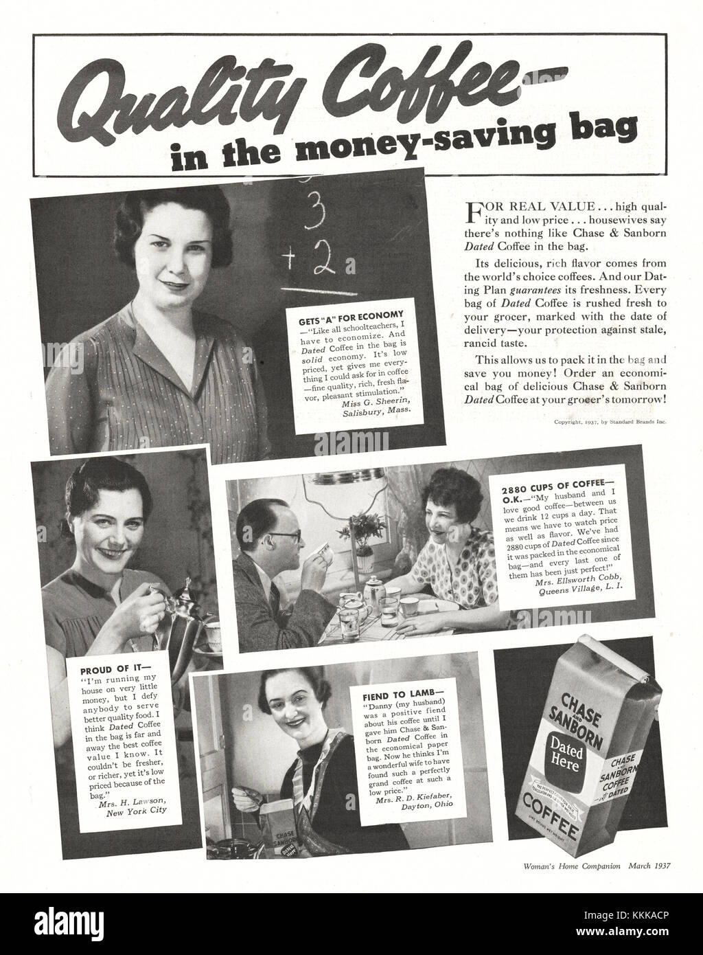 1937 U.S. Magazine Chase & Sanborn Coffee Advert Stock Photo