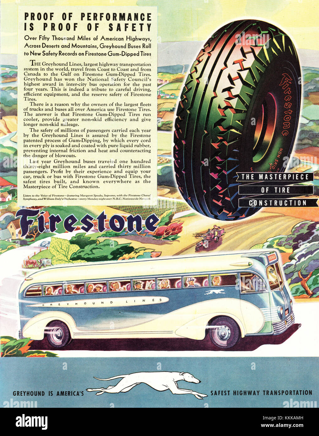 1936 U.S. Magazine Firestone Tyres Advert Stock Photo Alamy