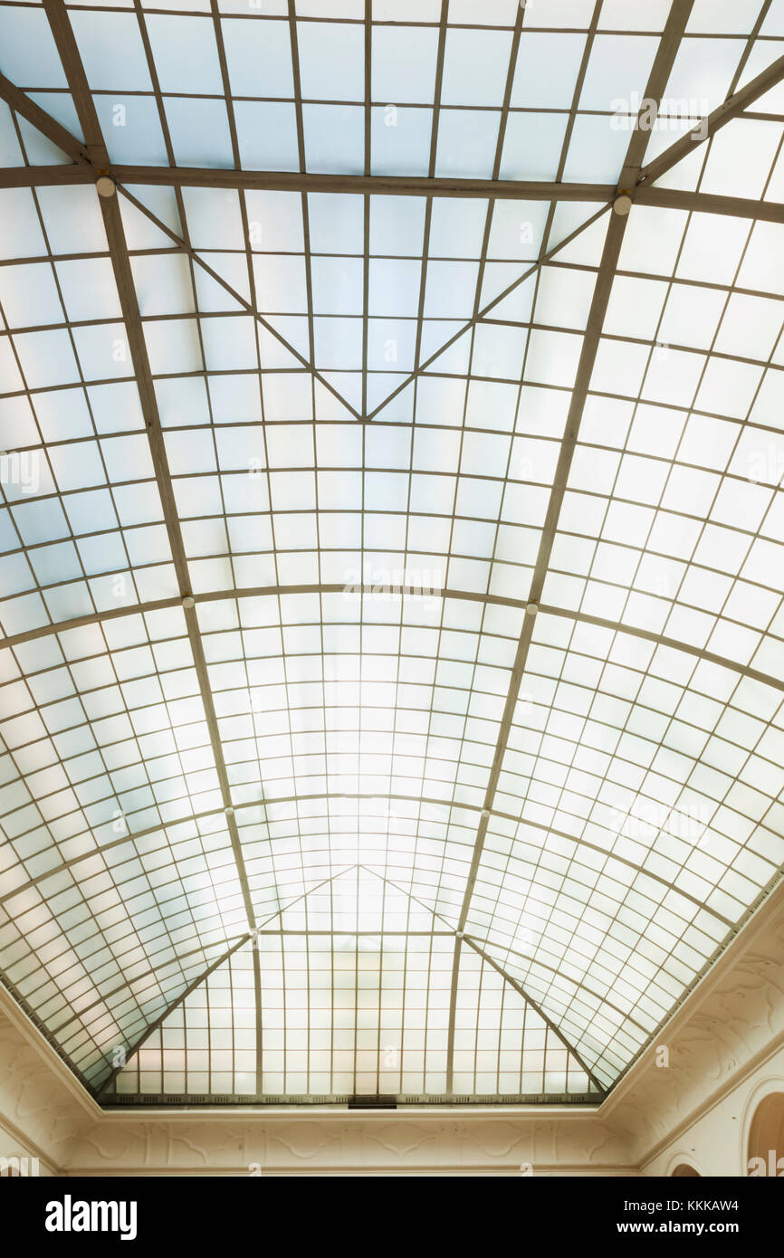 Germany, Bavaria, Munich, Marienplatz, The New Town Hall aka Neus Ratshaus, Exhibition Hall Art Deco Glass Ceiling Stock Photo