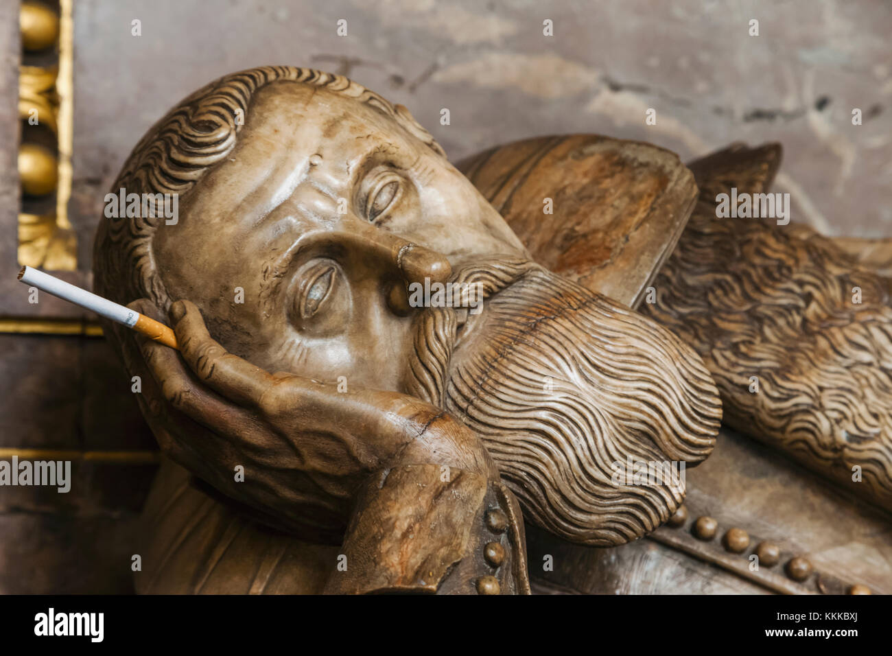 England, London, The City, King's College, The Maughan Library, The Weston Room, Detail of Funeral Monument of Lord Bruce of Kinloss Stock Photo