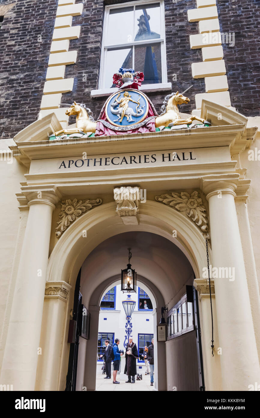 England, London, The City, Black Friars Lane, Entrance to the Apothecaries' Hall Stock Photo
