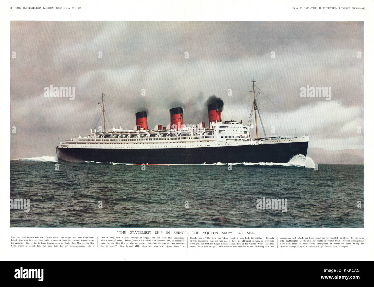 1936 Illustrated London News RMS Queen Mary Stock Photo