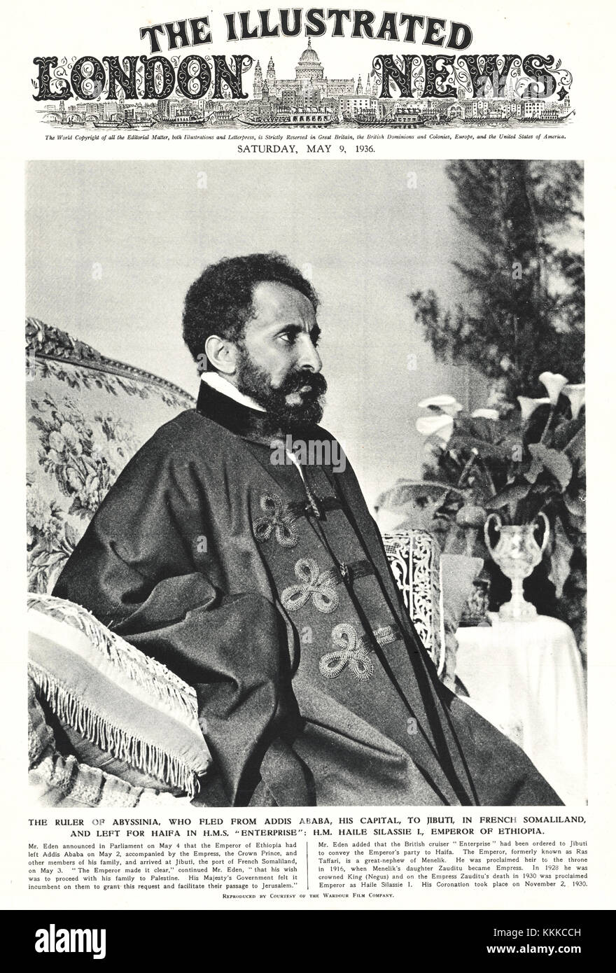 1936 Illustrated London News Emperor Haile Selassie, Emperor of