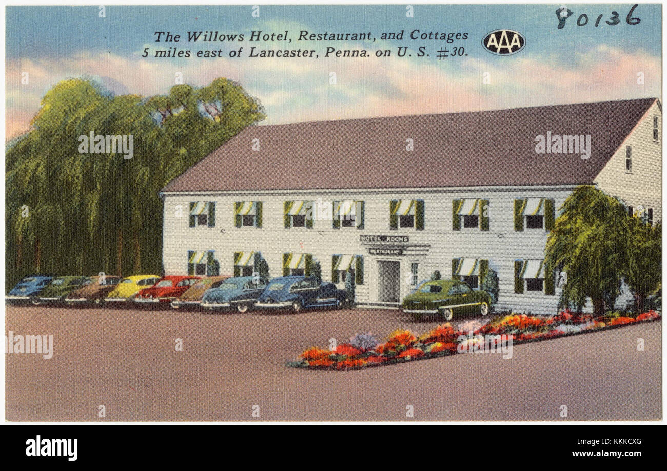The Willows Hotel, Restaurant, and Cottages, 5 miles east of Lancaster, Penna on U.S. 30 (80136) Stock Photo