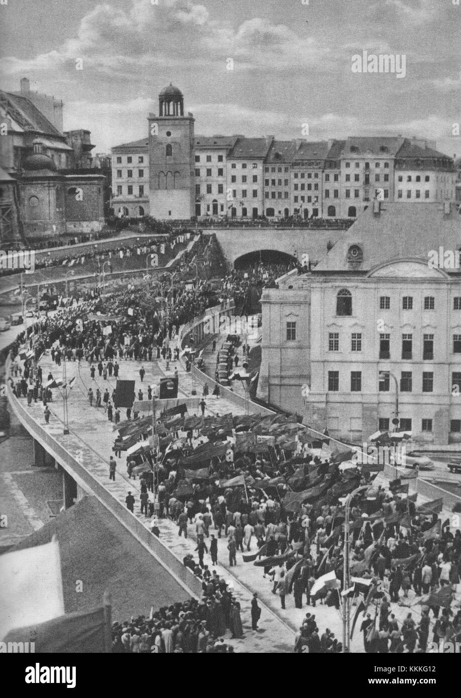 Otwarcie Trasy W-Z w Warszawie 22 lipca 1949 Stock Photo