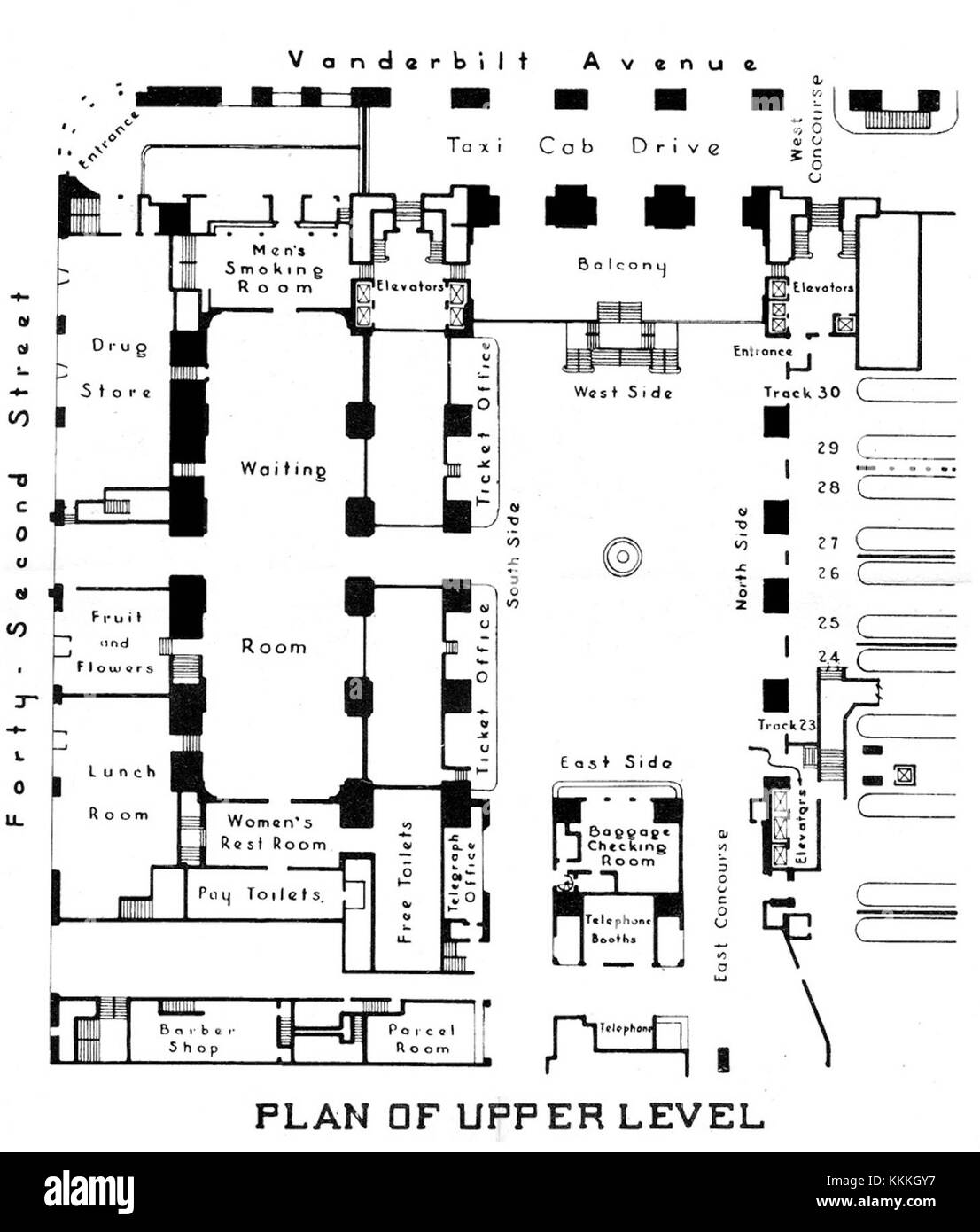 Grand Central Terminal Upper Level Diagram 1939 Stock Photo Alamy