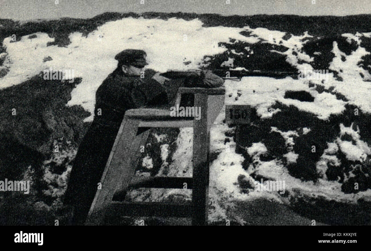 This photograph shows Polish legionaries on a shooting range in Zambrow, showcasing military training during a significant period in Polish history. Stock Photo