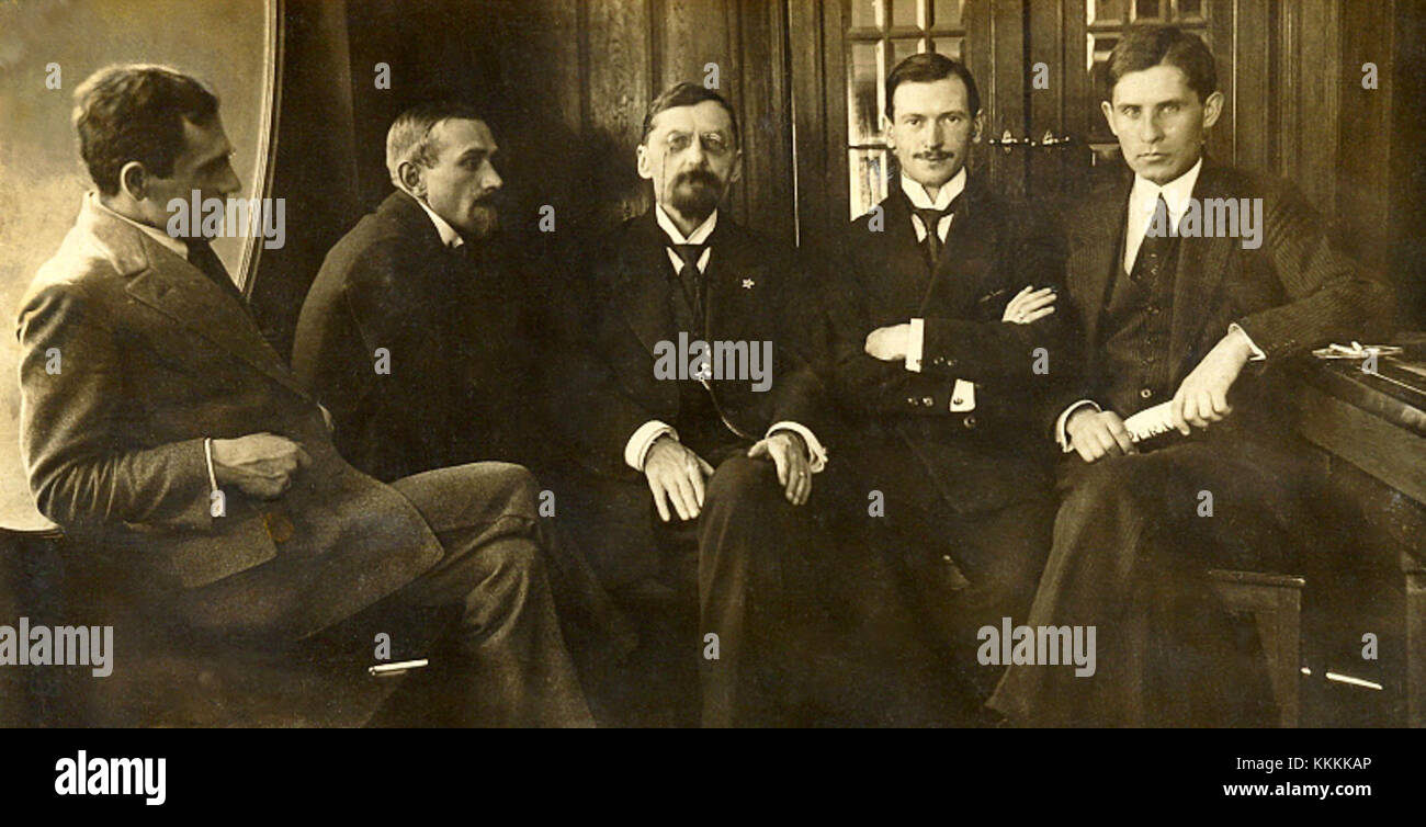 V.l.n.r.: Stanislaw Braun (Wiktor Elski), Stanislaw Karolczyk (Eska), Antoni Grabowski, A. Hinz (?), Wlodzimierz Pfeiffer Polaj e-poetoj Stock Photo