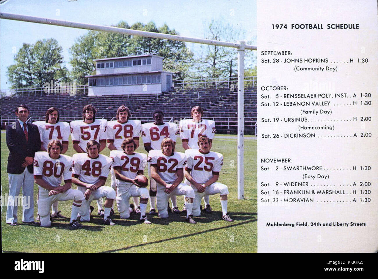1974 - Muhlenberg College Football Allentown PA Stock Photo