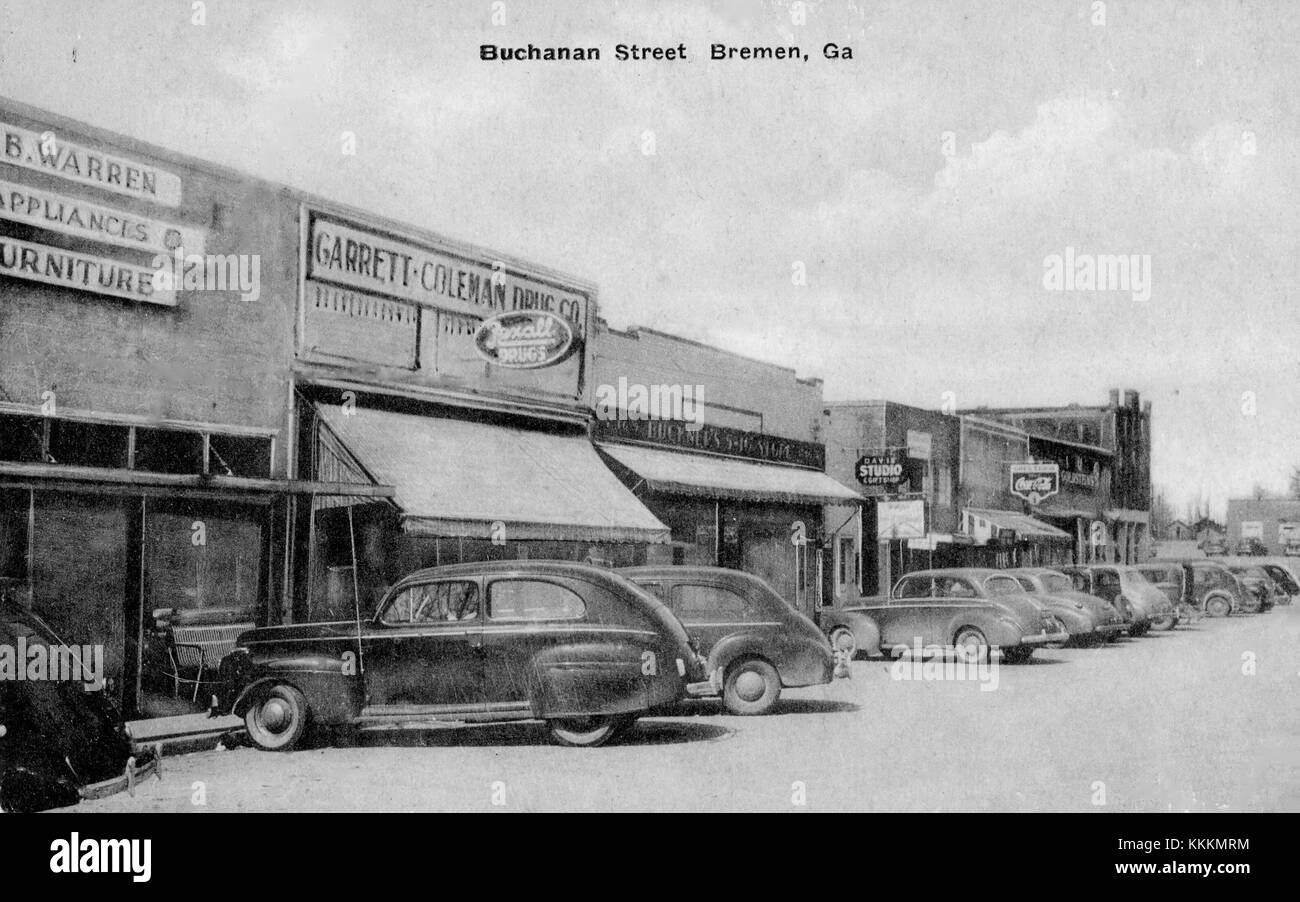 Buchanan St. in Bremen, GA Buchanan Street in Bremen Stock