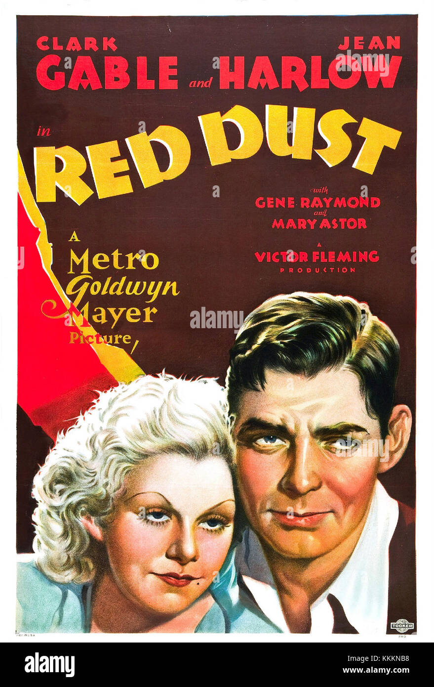 This is a promotional poster for the 1932 film *Red Dust*, a classic ...