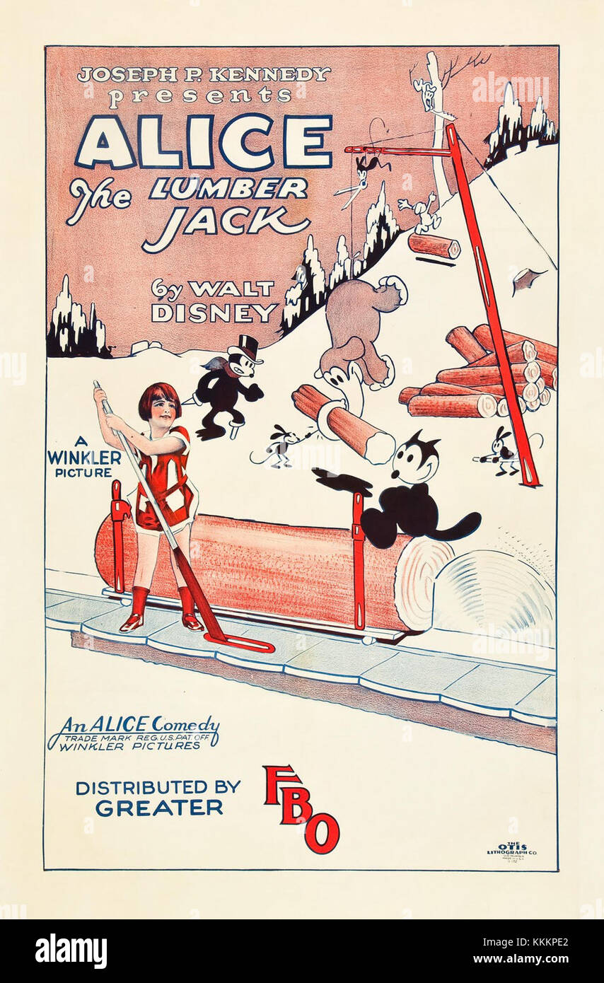 The poster for 'Alice the Lumberjack' likely refers to a theatrical or cinematic production featuring a female protagonist in a lumberjack setting. The image reflects themes of strength, independence, and outdoor life in a rugged environment. Stock Photo