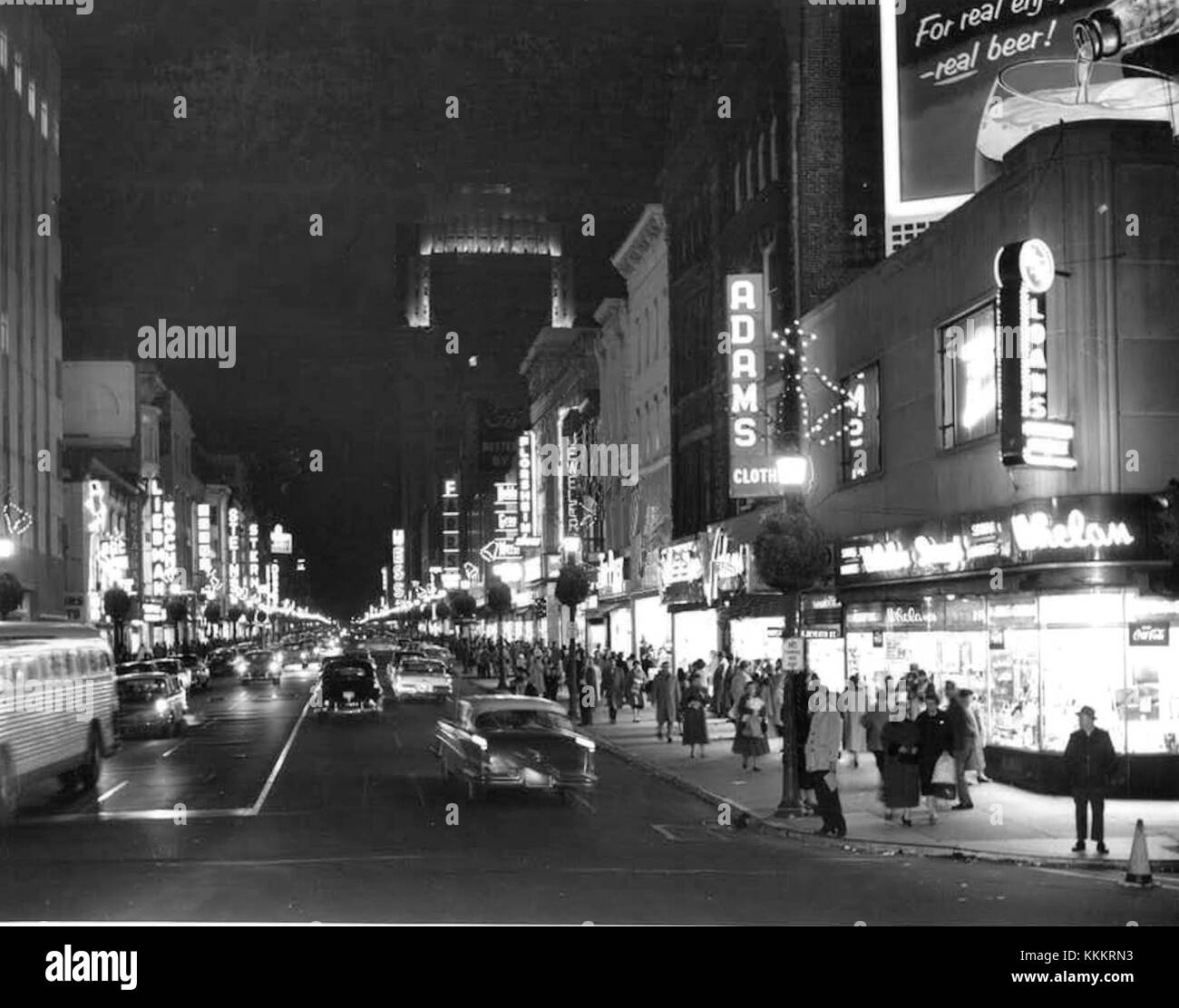 1954  700 Block Hamilton Street  Night Christmas  Allentown PA Stock