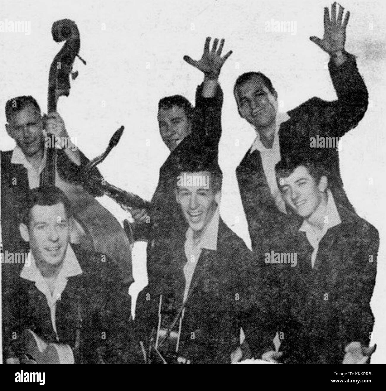 *The Champs* refers to a popular American rock and roll group known for their 1958 hit single 'Tequila,' a classic song from the late 1950s. Stock Photo