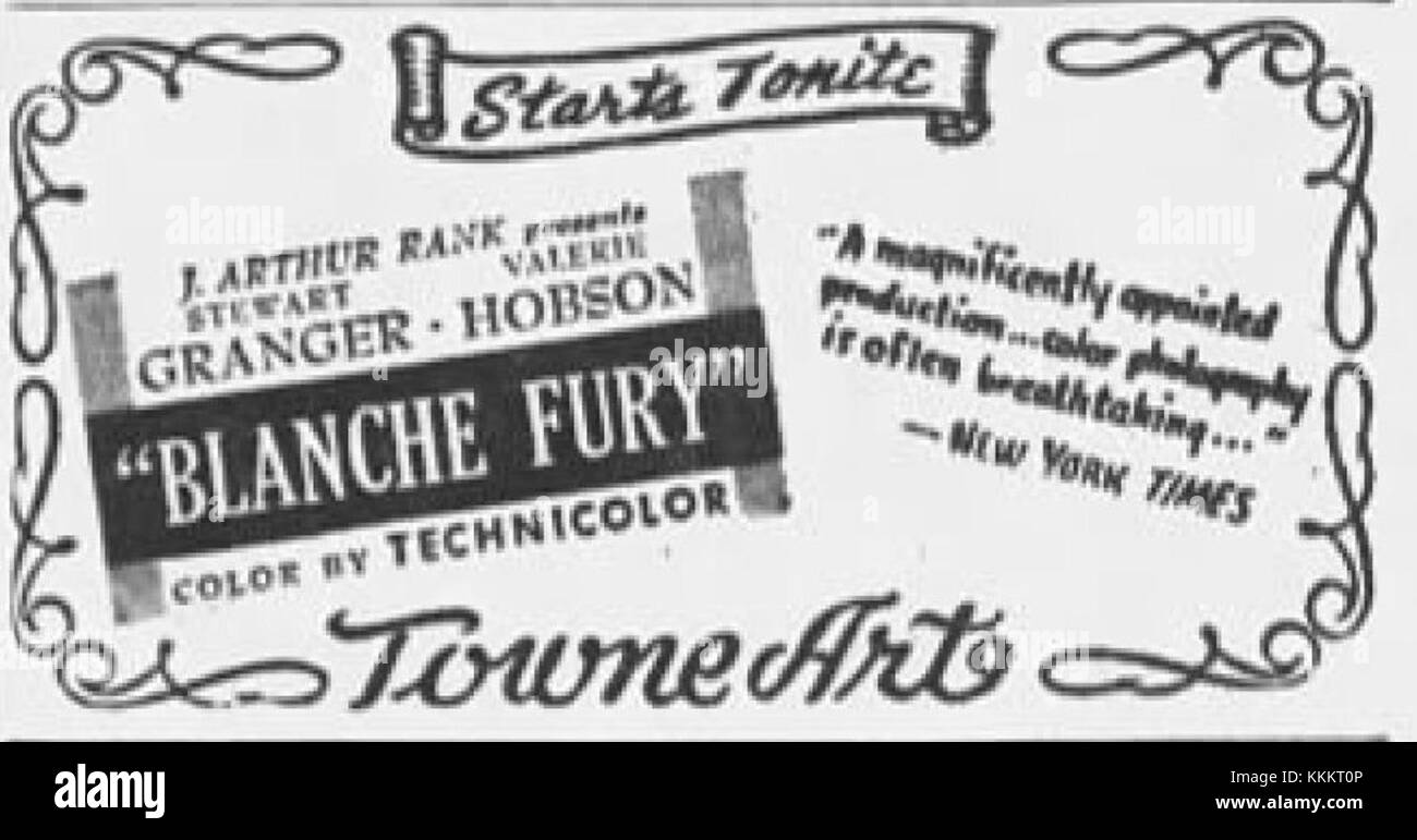 1951 - Towne Theater Ad - 26 Apr MC - Allentown PA Stock Photo