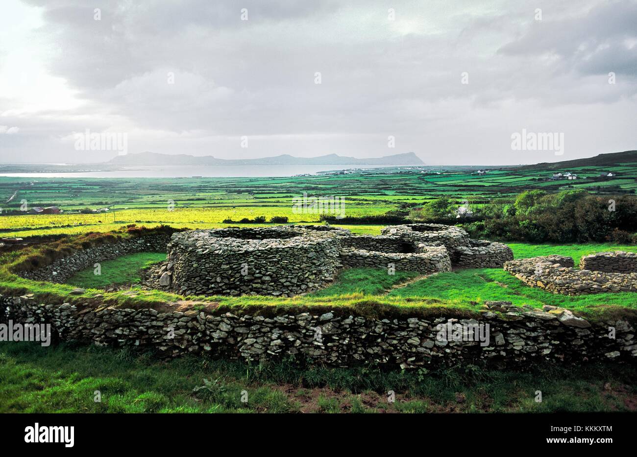 Caherdorgan cashel or ring fort. Celtic fortified settlement near Kilmakedar on the Dingle Peninsula, County Kerry, Ireland. Stock Photo