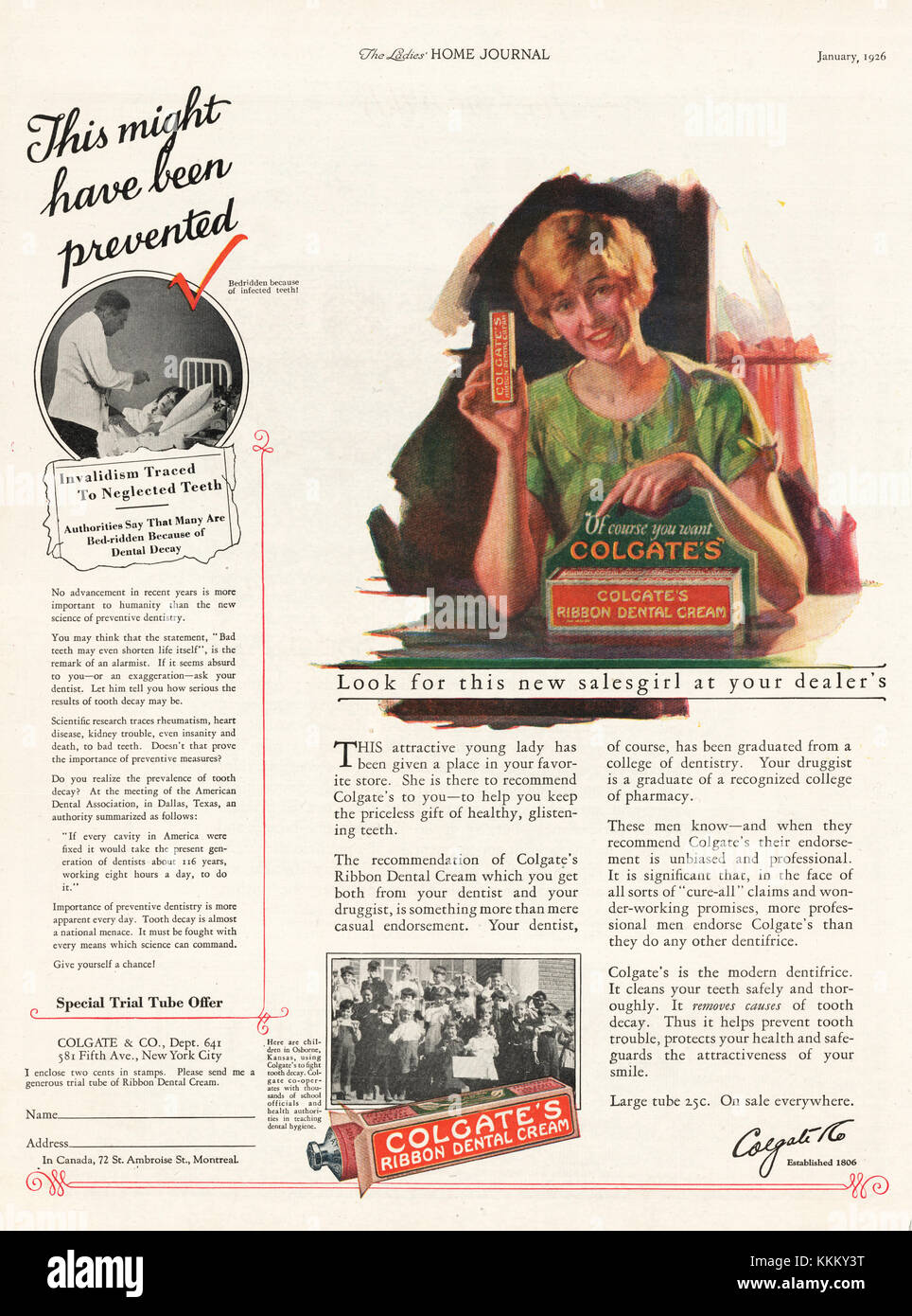 1926 U.S. Magazine Colgate Toothpaste Advert Stock Photo 167010140 Alamy