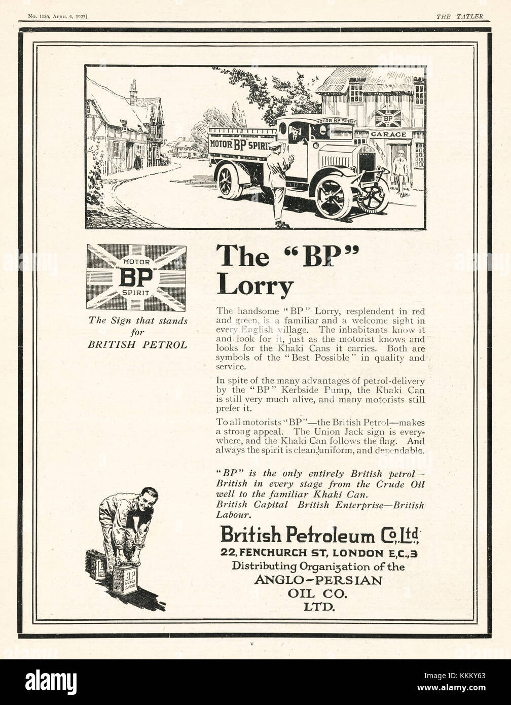 1928 UK Magazine British Petroleum Advert Stock Photo