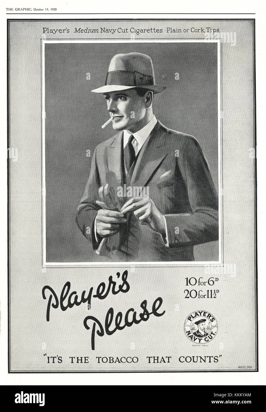 1926 UK Magazine Player's Cigarette Advert Stock Photo