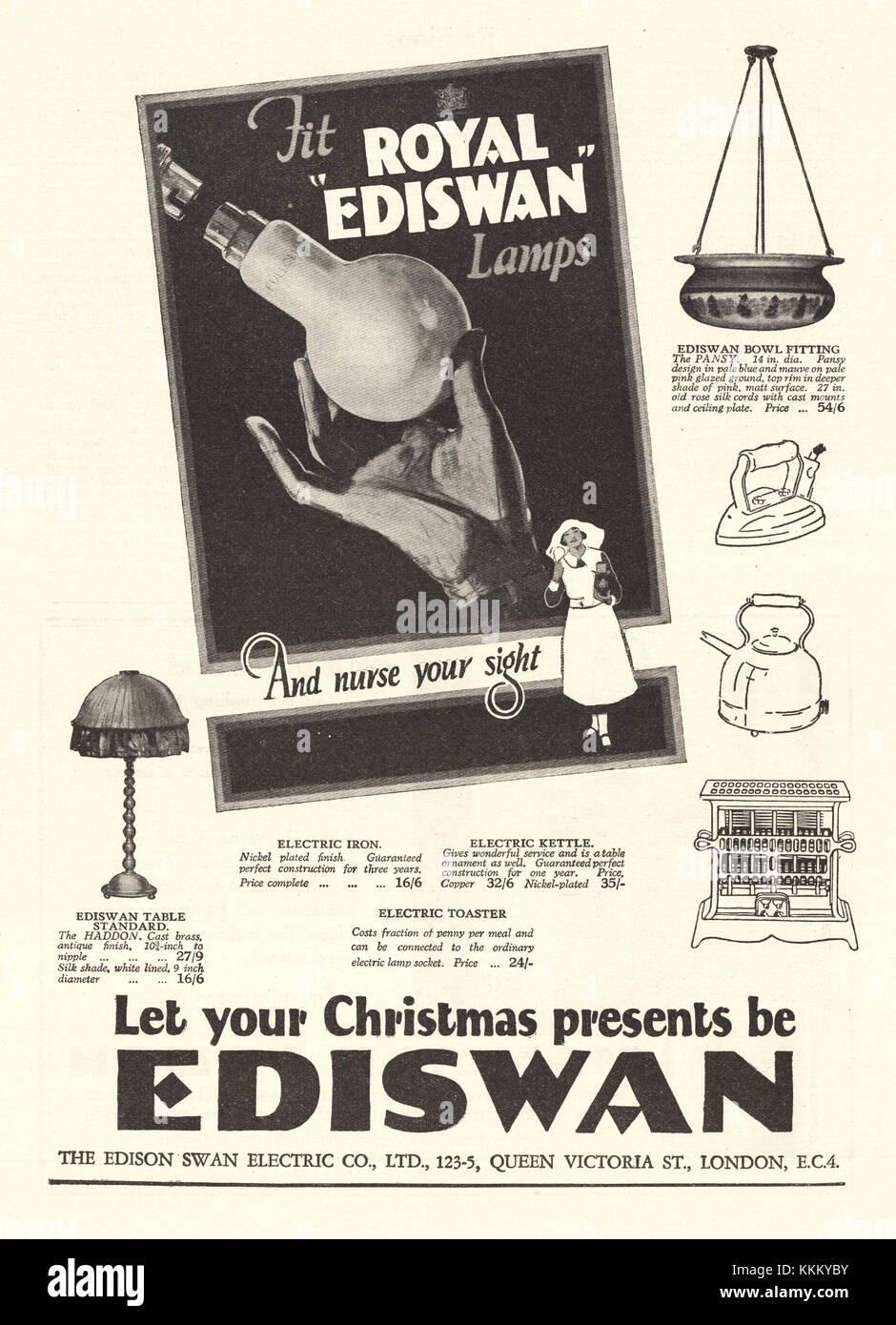1927 UK Magazine Ediswan Electrical Products Advert Stock Photo