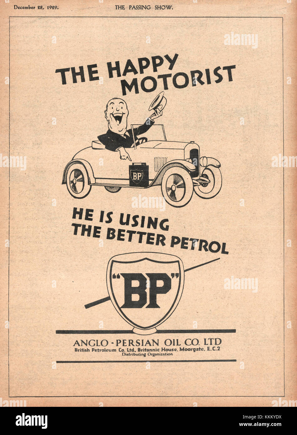 1929 UK Magazine British Petroleum Advert Stock Photo