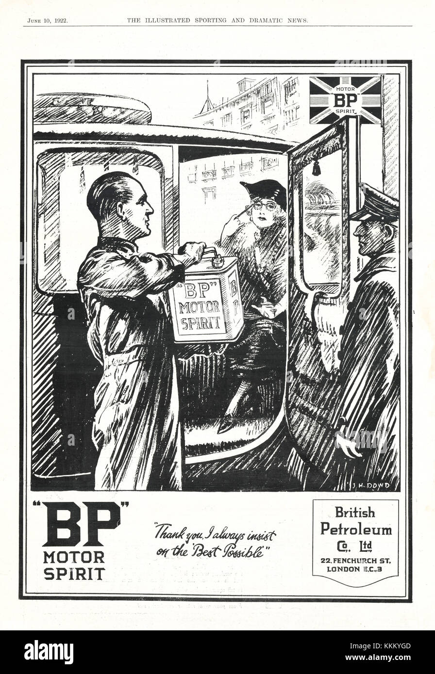 1922 UK Magazine British Petroleum Advert Stock Photo
