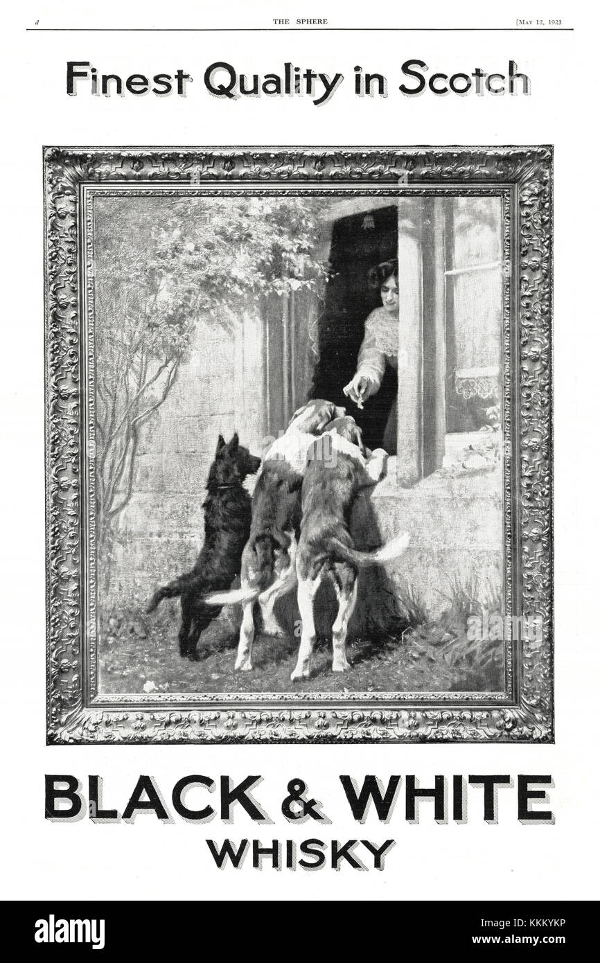 1923 UK Magazine Buchanan's 'Black & White' Whisky Advert Stock Photo