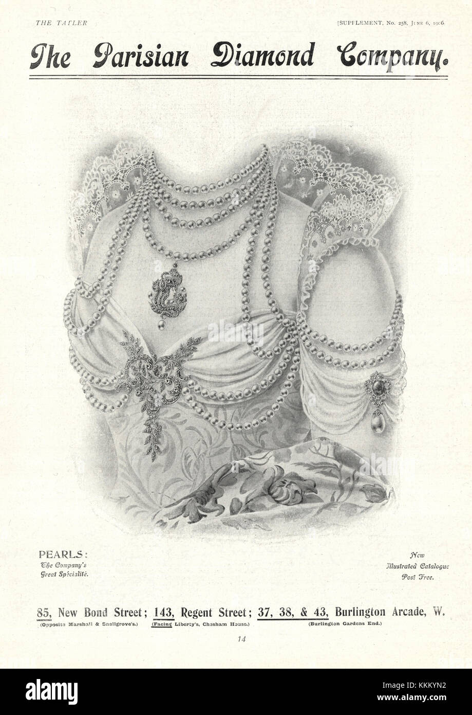 1906 UK Magazine Parisian Diamond Company Advert Stock Photo