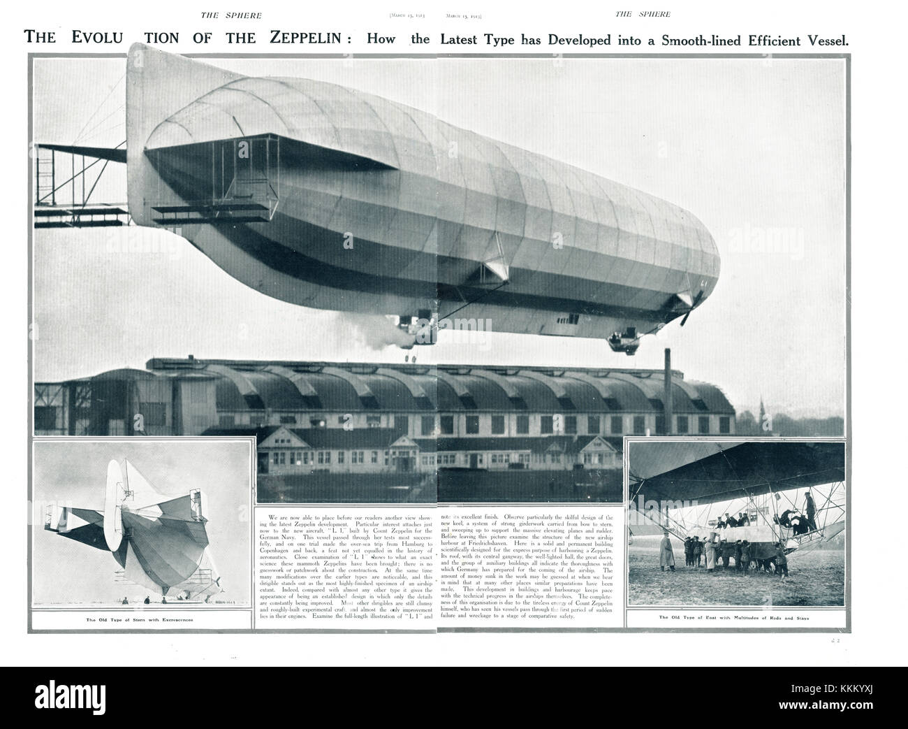 1913 The Sphere Zeppelin L-1 Stock Photo