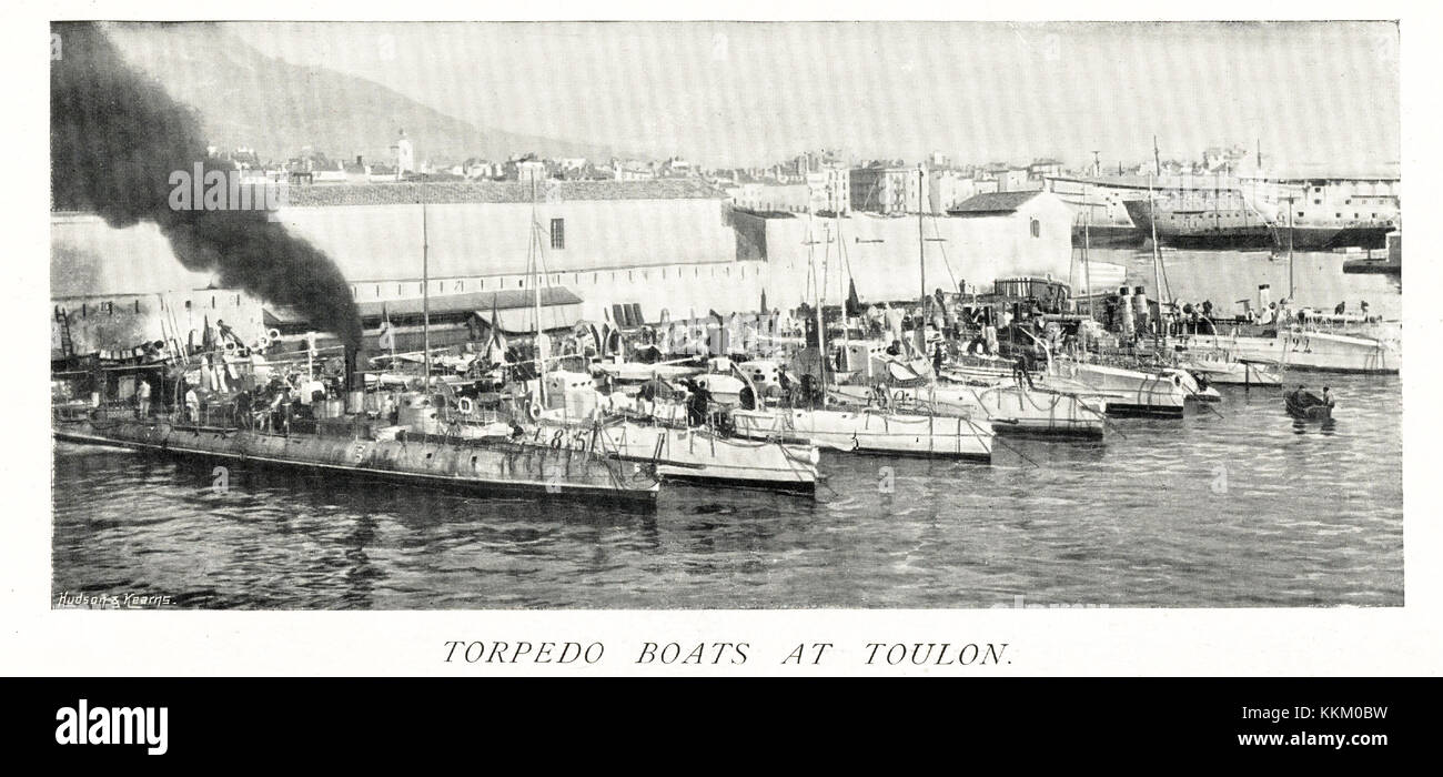 1897 French Battleship Torpedo Boats at Toulon Stock Photo