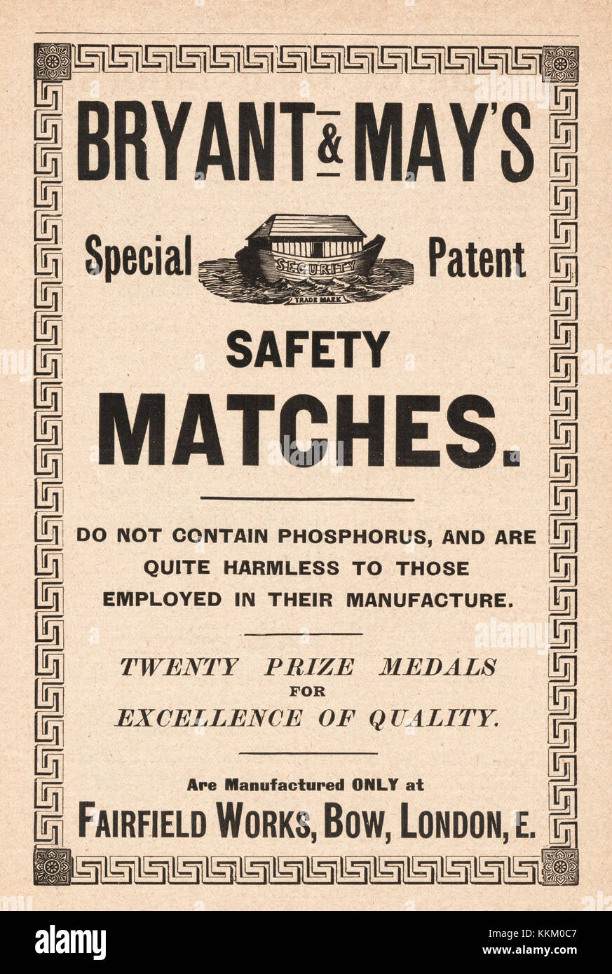 1898 UK Magazine Bryant & May's Matches Advert Stock Photo