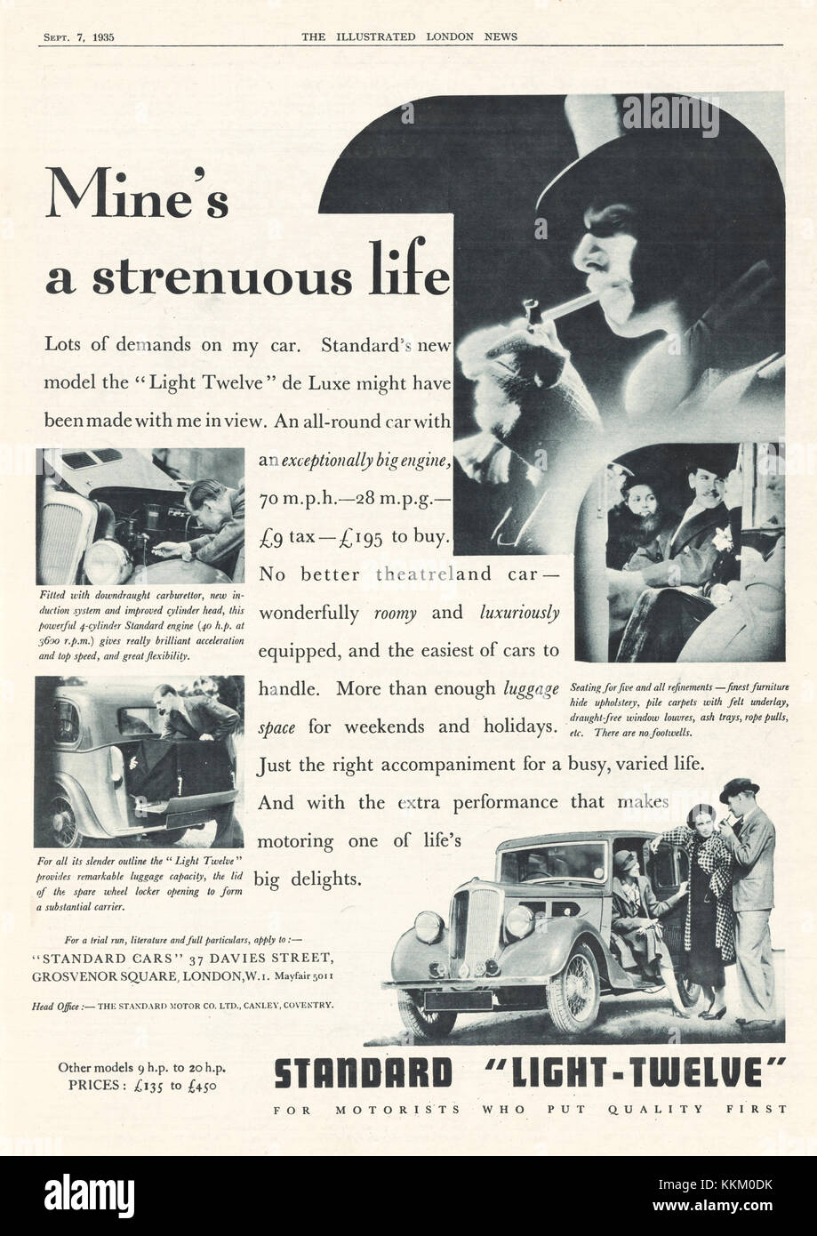 1935 UK Magazine Standard Light Twelve Advert Stock Photo