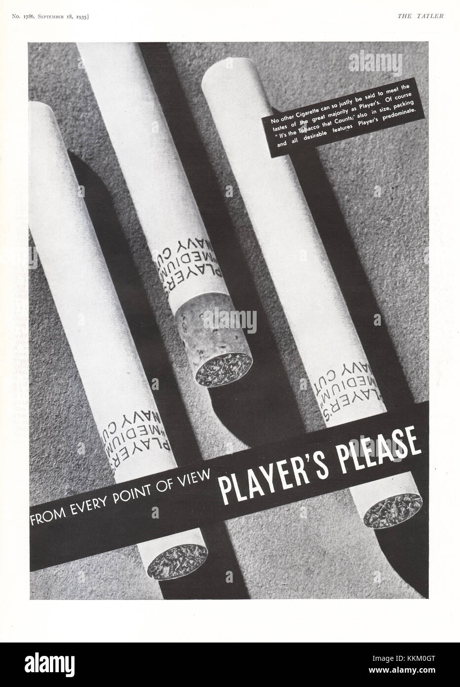 1935 UK Magazine Player's Cigarette Advert Stock Photo - Alamy