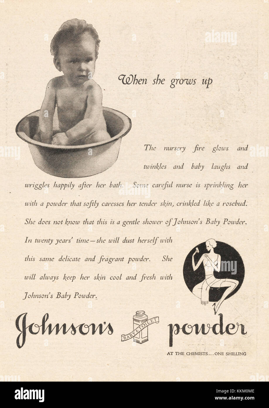 1934 UK Magazine Johnson&#39;s Baby Powder Advert Stock Photo - Alamy