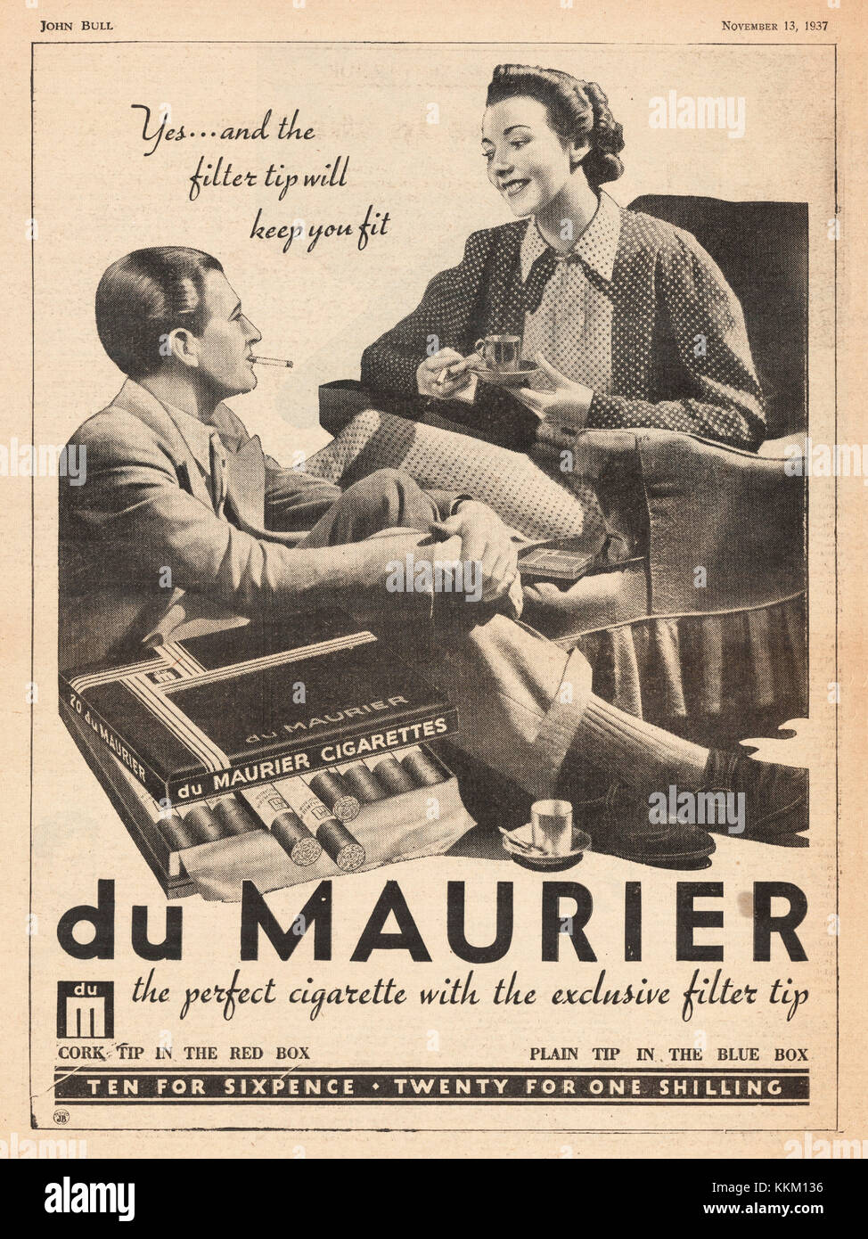 1937 UK Magazine Du Maurier Cigarettes Advert Stock Photo - Alamy