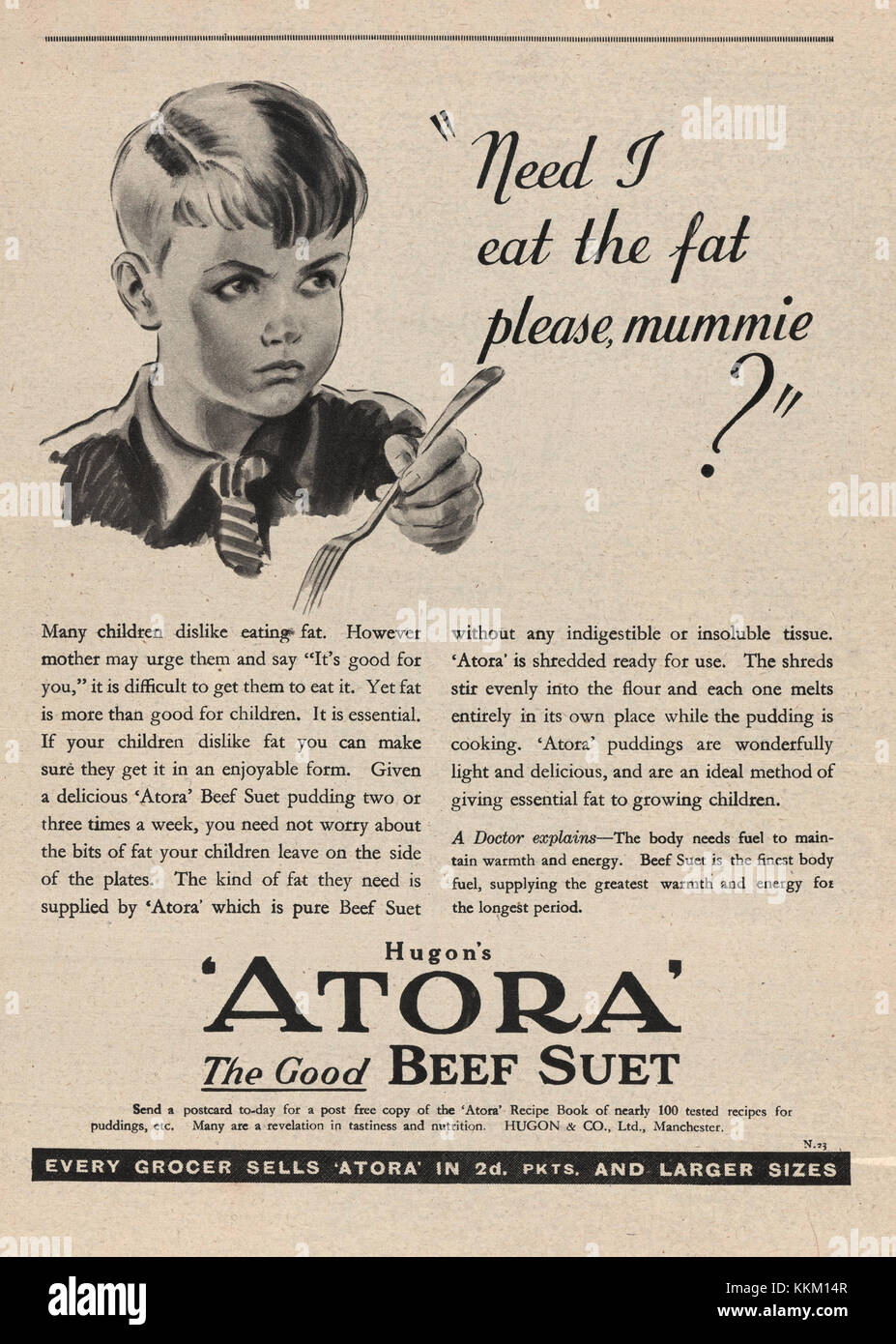 1937 UK Magazine Atora Beef Suet Advert Stock Photo