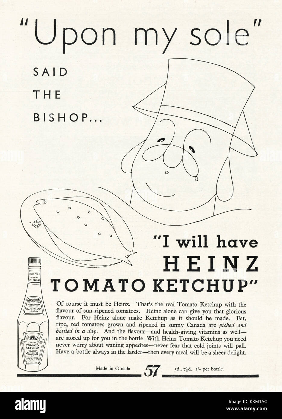 1937 UK Magazine Heinz Tomato Ketchup Advert Stock Photo Alamy